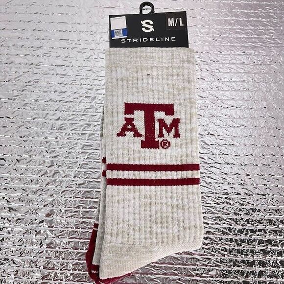 2 Pair Texas A&M Aggies Socks Strideline Crew Knit University NCAA Athletic Wear - Picture 2 of 12